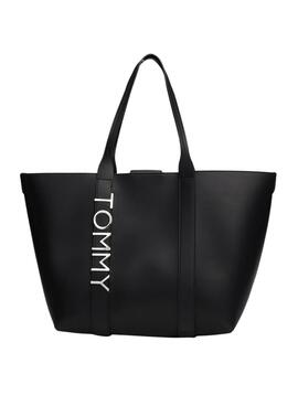 Bolsa Tommy Jeans Tote City Bold preta para mulher