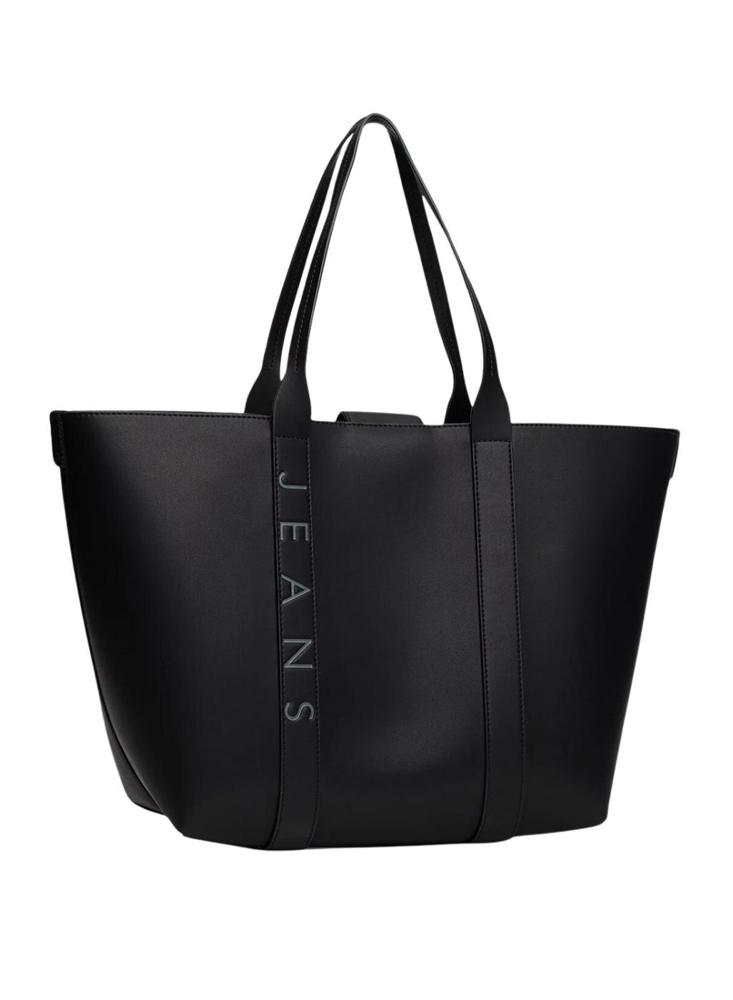 Bolsa Tommy Jeans Tote City Bold preta para mulher