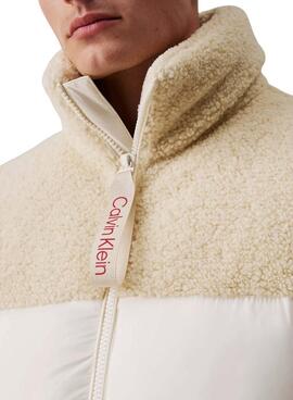 Jaqueta Calvin Klein Jeans Sherpa creme para homem