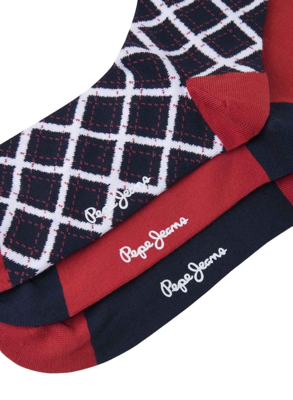 Meias Pepe Jeans Tartan azul marinho e vermelho para homem