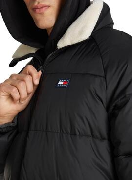 Parka acolchoada Tommy Jeans Vail preta para homem