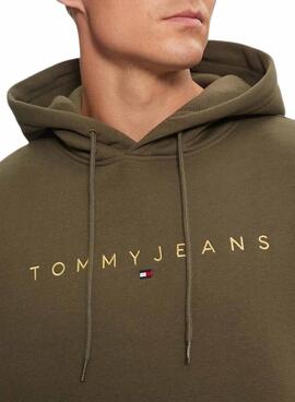 Moleton Tommy Jeans Linear Gold verde para homem