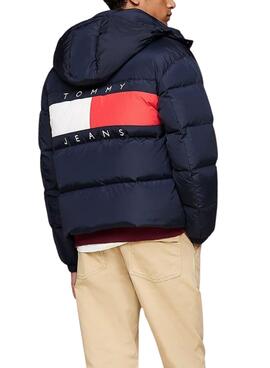 Puffer Tommy Jeans Alaska bandeira costas azul para homem