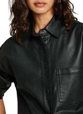 Sobrecamisa Pepe Jeans couro sintético preto para mulher