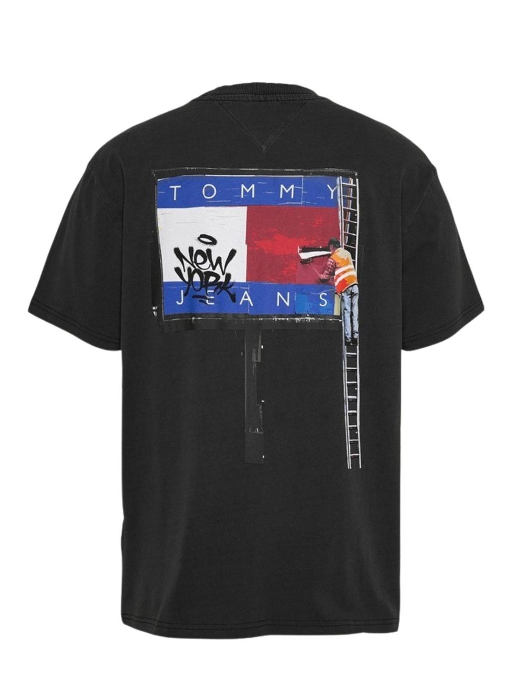 Camisa Tommy Jeans Fun Novelty preta para homem