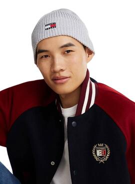 Gorro Tommy Jeans Heritage cinza para homem