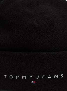 Touca Tommy Jeans linear logo preta para homens