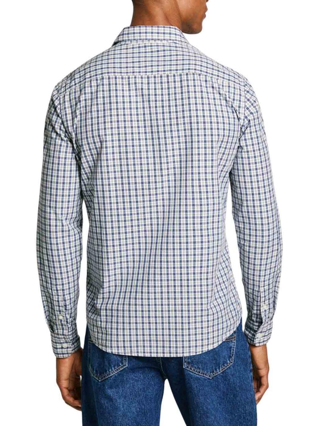 Camisa Pepe Jeans Mauro azul e branco para homem