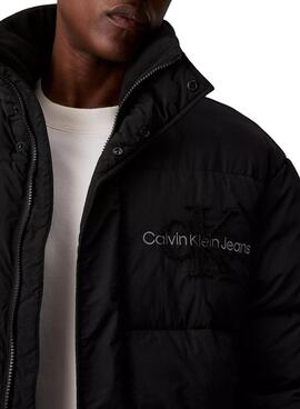 Jaqueta acolchoada Calvin Klein Jeans Chenille preta para homem