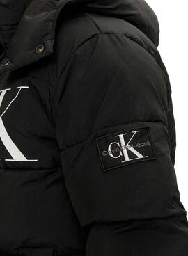 Jaqueta Acolchoada Calvin Klein Jeans Logo Preta para homem