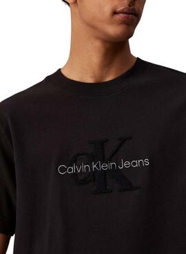 Camiseta Calvin Klein Jeans Chenille preta para homem