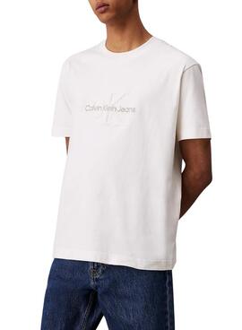 Camiseta Calvin Klein Jeans Chenille branca para homem