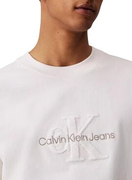 Camiseta Calvin Klein Jeans Chenille branca para homem