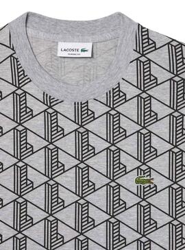 Camiseta Lacoste Monográfica cinza para homem