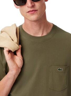 Camiseta Lacoste Pocket verde para homem