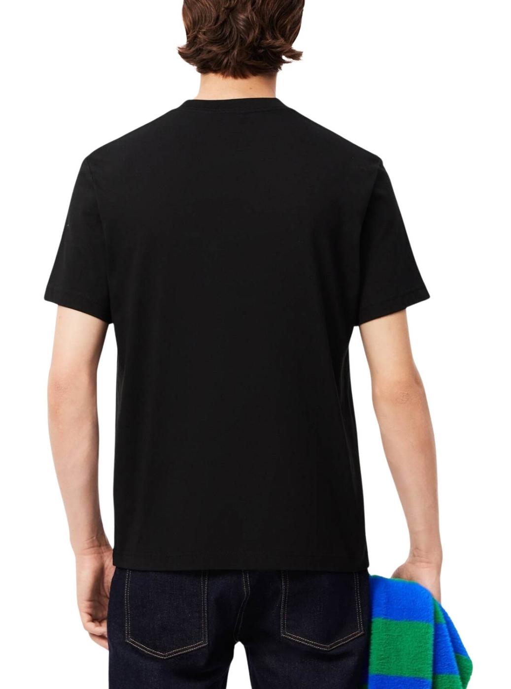 Camiseta Lacoste Pocket preta para homem