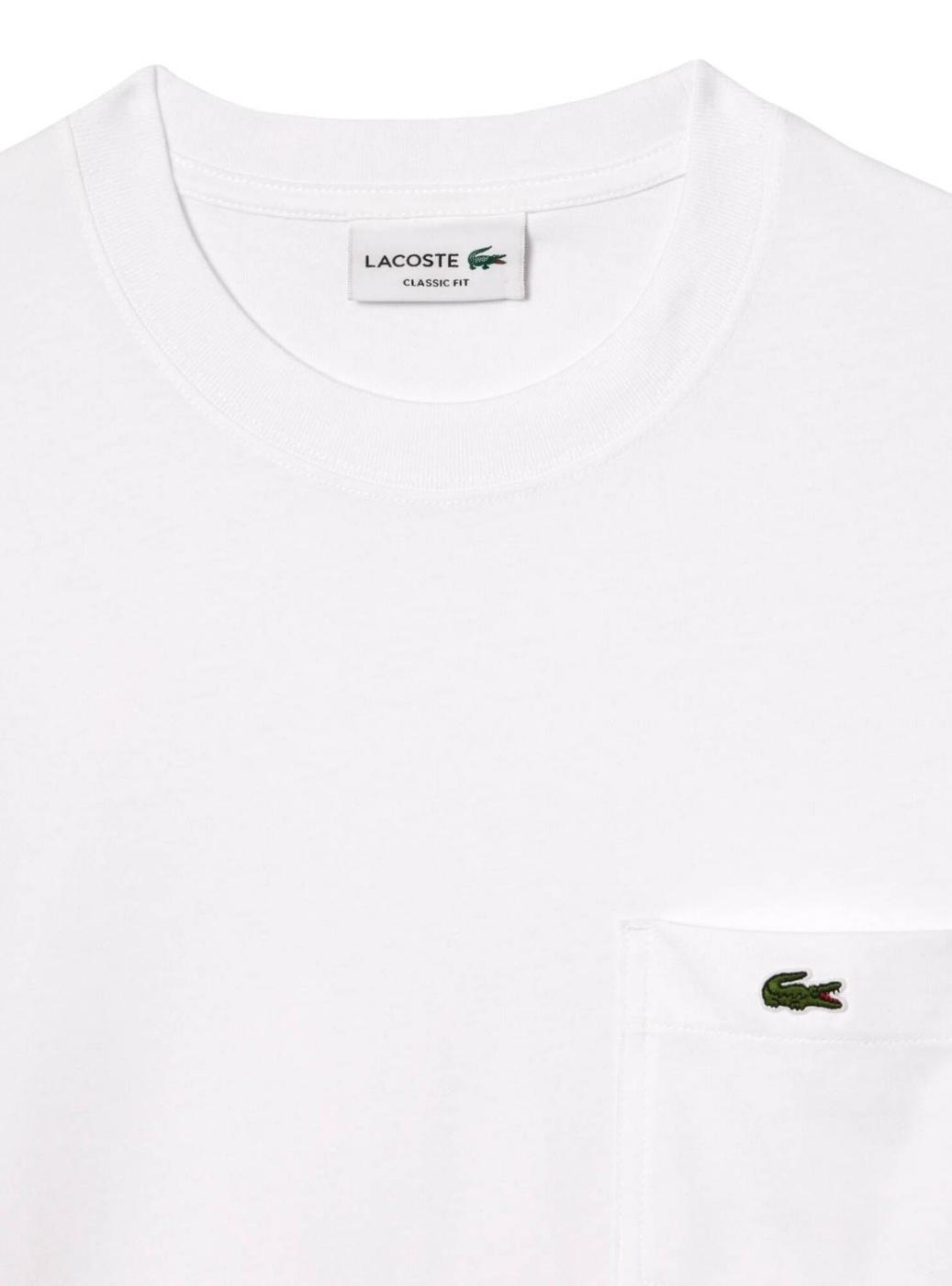 Camiseta Lacoste Pocket branca para homem