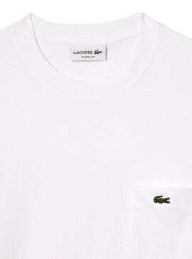 Camiseta Lacoste Pocket branca para homem