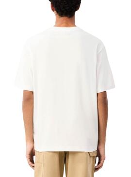 Camiseta Lacoste LCST branca e verde para homem