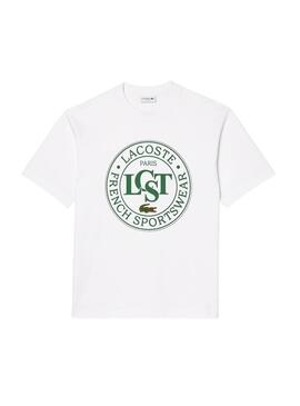 Camiseta Lacoste LCST branca e verde para homem