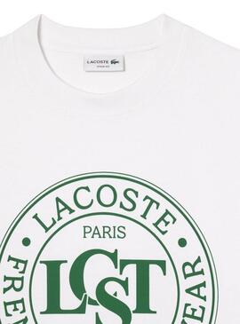 Camiseta Lacoste LCST branca e verde para homem