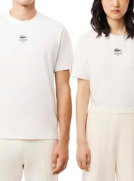 Camiseta Lacoste Paris bege para mulher e homem