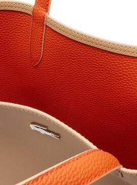 Bolsa Lacoste Anna Vertical Bege e Laranja para mulher