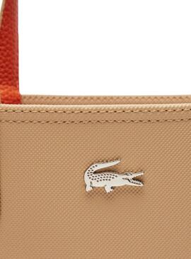 Bolsa Lacoste Anna Vertical Bege e Laranja para mulher