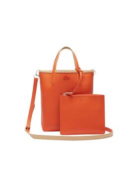 Bolsa Lacoste Anna Vertical Bege e Laranja para mulher