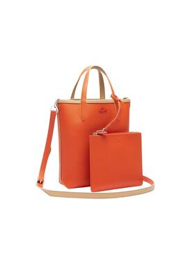 Bolsa Lacoste Anna Vertical Bege e Laranja para mulher