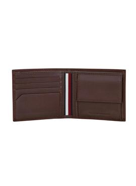 Carteira Tommy Hilfiger Premium de couro marrom para homem