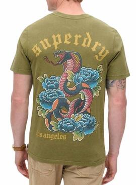 Camiseta Superdry Tattoo Graphic verde para homem