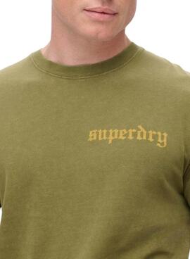 Camiseta Superdry Tattoo Graphic verde para homem