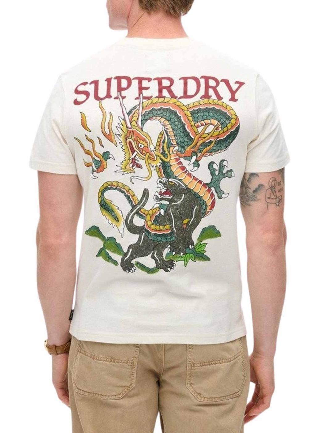 Camiseta Superdry Tattoo Graphic beige para homem