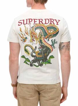 Camiseta Superdry Tattoo Graphic beige para homem