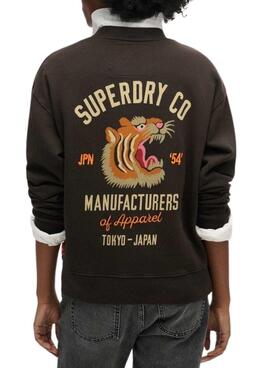 Sudadera Superdry Workwear Embroider Loose Preta para mulher