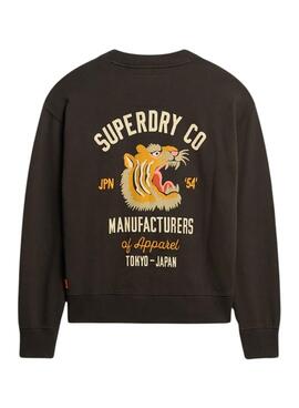 Sudadera Superdry Workwear Embroider Loose Preta para mulher