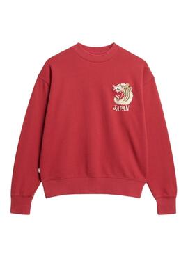 Moletom Superdry Suika bordado vermelho para mulher