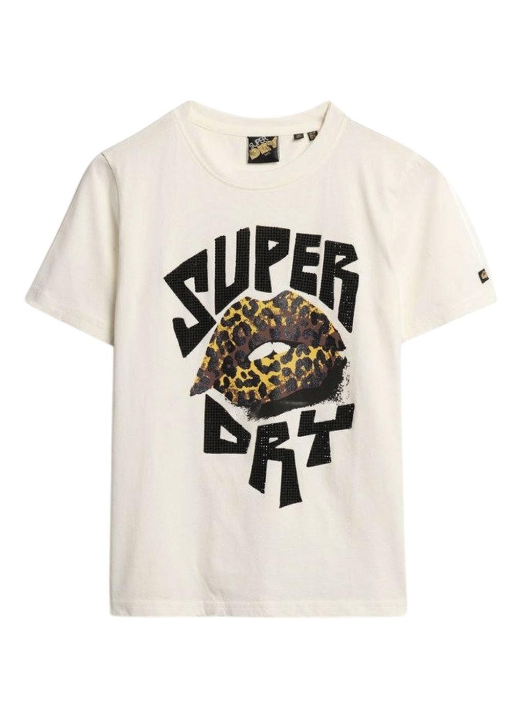 Camiseta Superdry Lo-Fi Punk branca para mulher