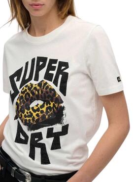 Camiseta Superdry Lo-Fi Punk branca para mulher