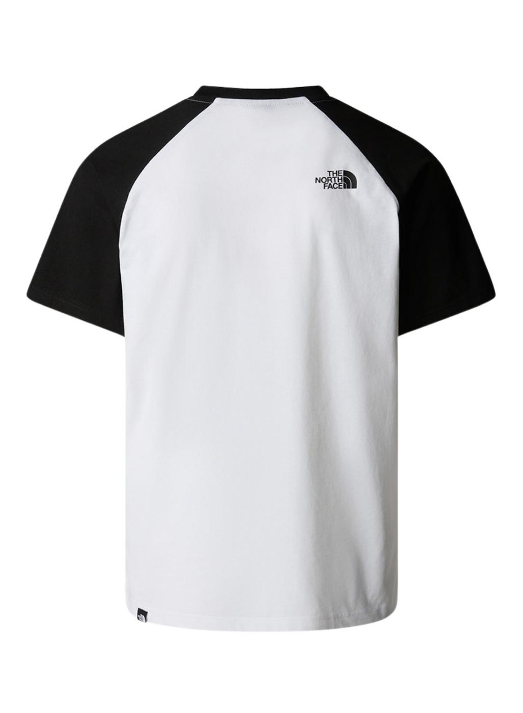 Camiseta The North Face Raglan Easy branca e preta para homem