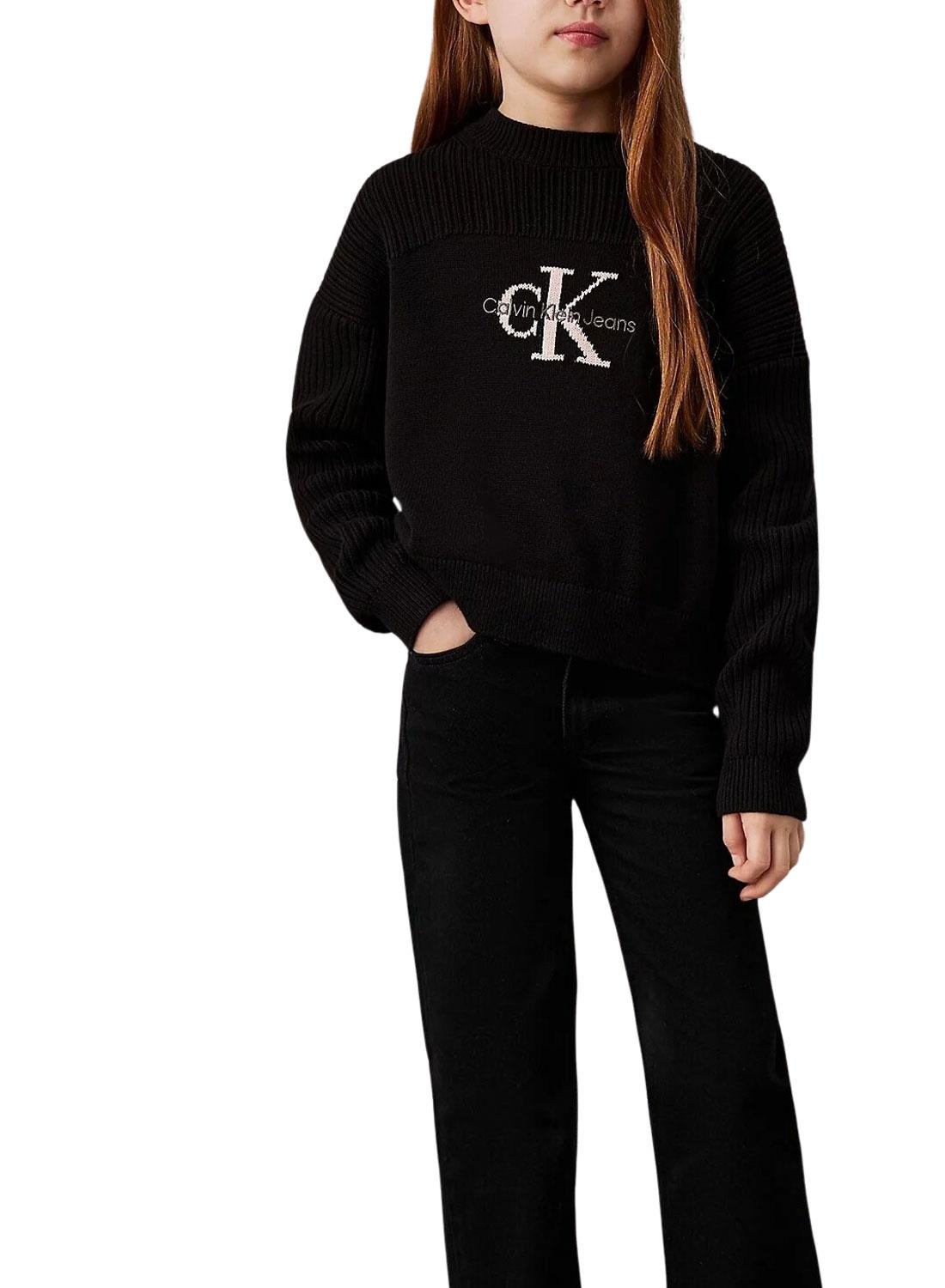 Sweater Calvin Klein Monólogo Preto para menina