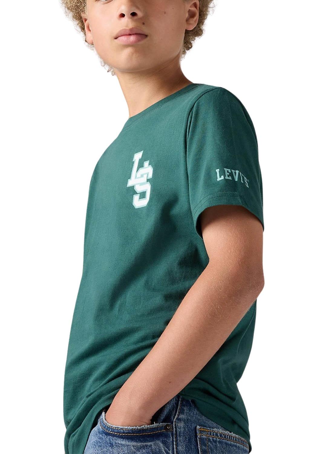 Camiseta Levis Monograma verde para crianças