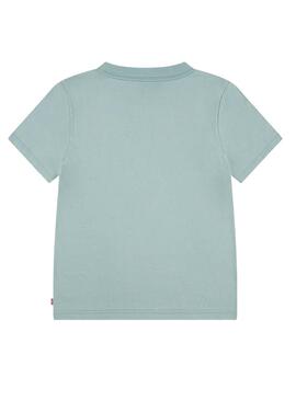 Camiseta Levis Batwing Chest turquesa para menino