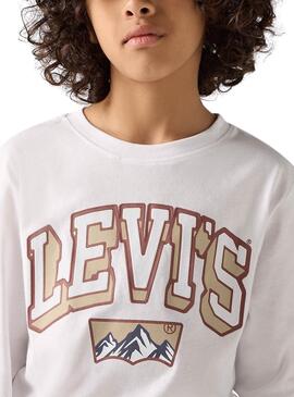 Camiseta Levis Academic Adventurer branca para criança