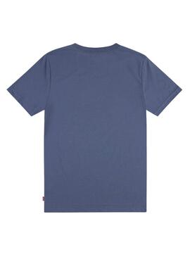 Camiseta Levi's Batwing montanhas azul para crianças