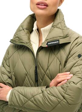 Jaqueta Superdry Superlong Acolchoada Verde para mulher