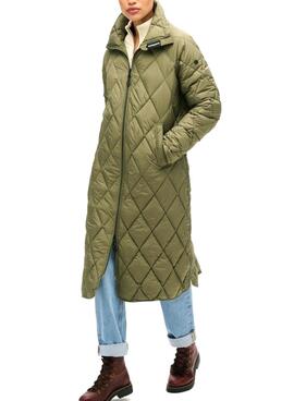 Jaqueta Superdry Superlong Acolchoada Verde para mulher