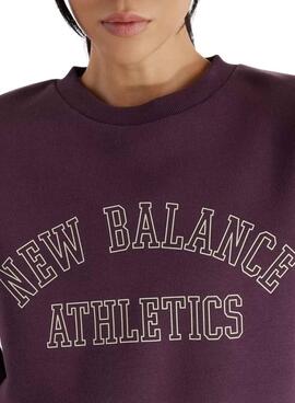 Camisola New Balance Graphic Fleece Crew Roxa para mulher