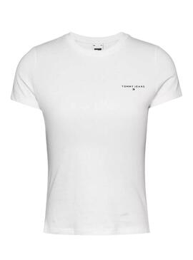 Camiseta Tommy Jeans Slim Linear branca para mulher